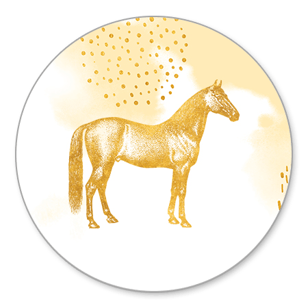 Gouden paard met waterverf